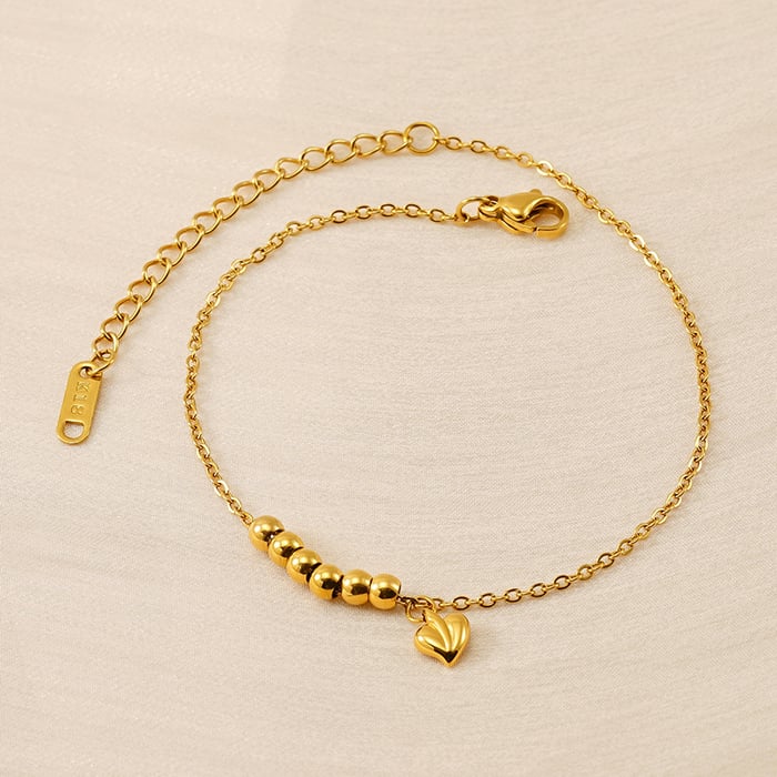 1 Piece Simple Series Classic Heart Stainless Steel  Gold Color Women's Chain Bracelets 